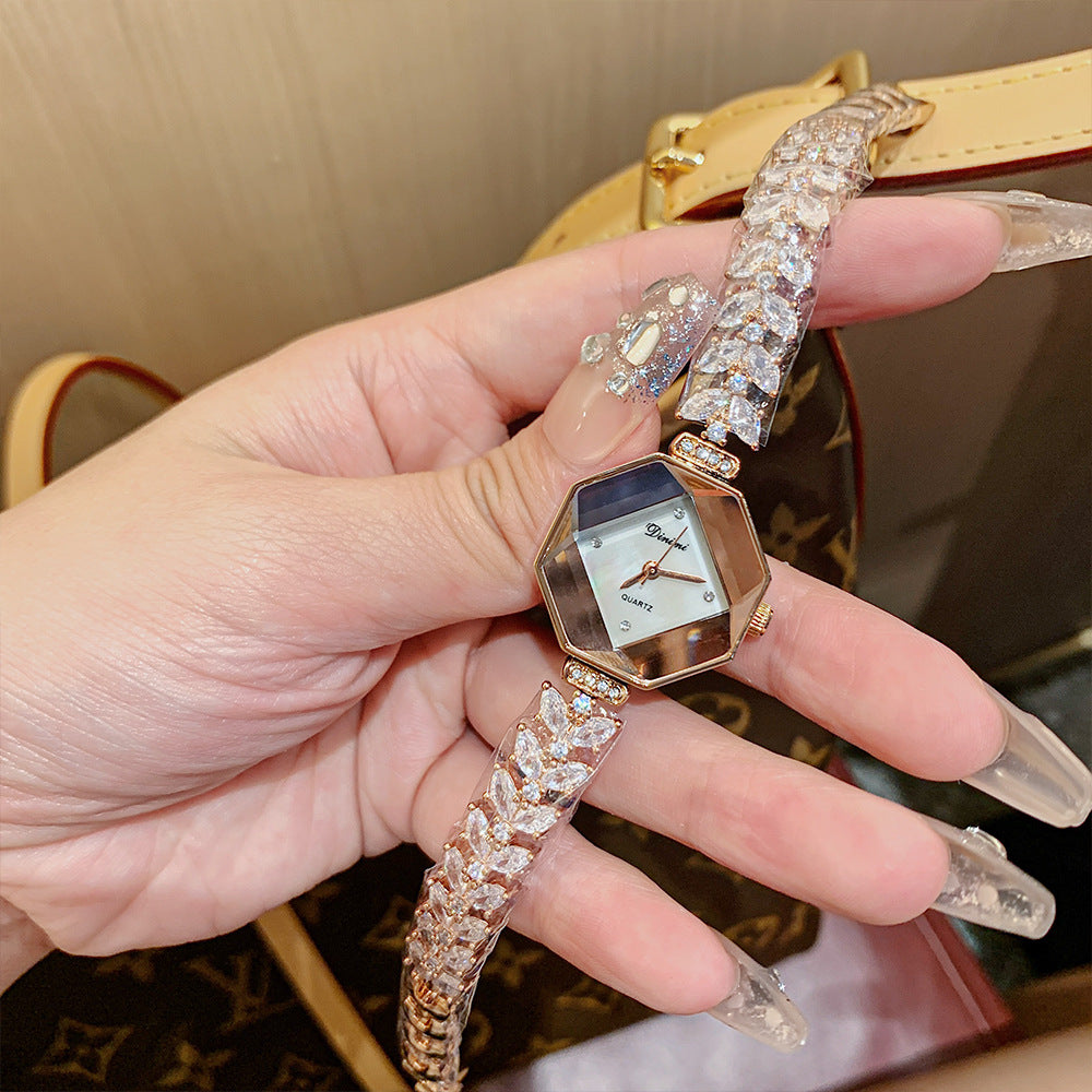 GESMART Women's Diamond Studded Bracelet Quartz Watch Mermaid Tail Design Elegant Ladies Wristwatch