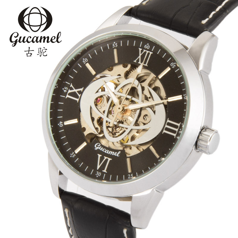GESMART Men's Automatic Mechanical Watch Roman Numerals Skeleton Exhibition Case Back