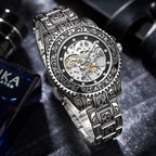 GESMART Men's New Skeleton Engraved Automatic Mechanical Watch European American Vintage Style