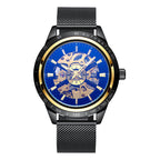 GESMART Men's Automatic Mechanical Watch Mesh Band Luminous Skeleton Exhibition Case Back