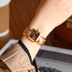 Women's Small Square Watch with Steel Band