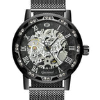 GESMART Men's Hand Winding Mechanical Skeleton Watch Crystal Studded Classic Casual Fashion