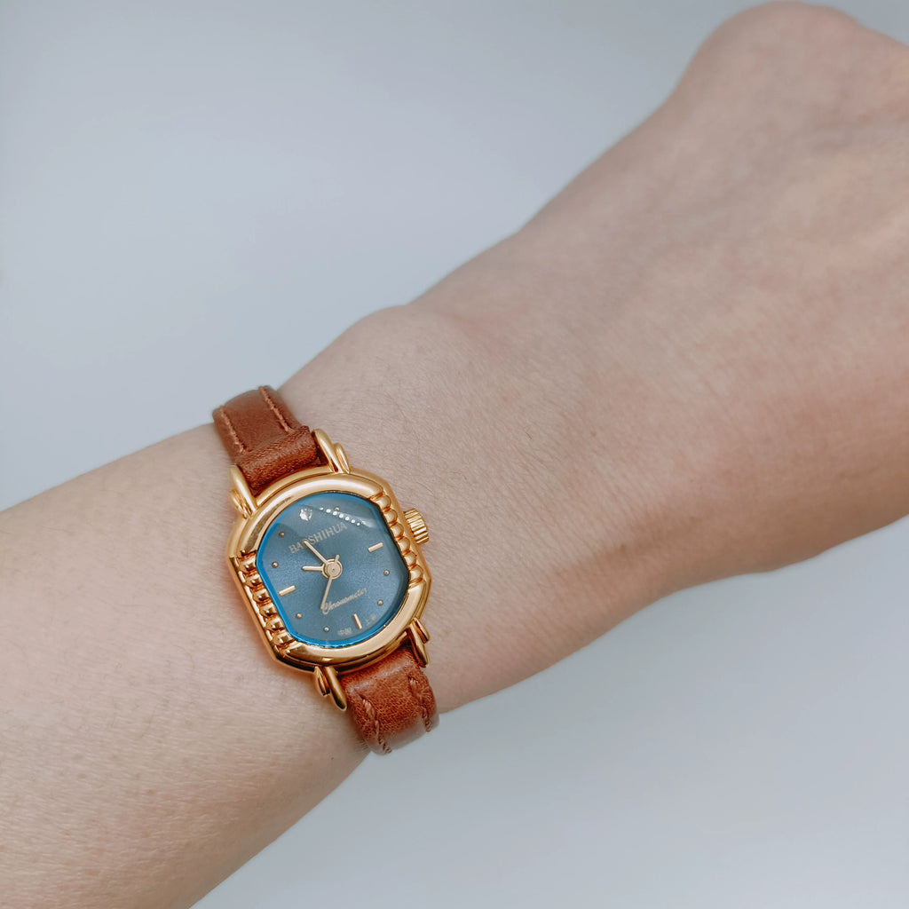 Baoshihua Ladies Mechanical Watch Blue Dial Square Vintage Original NOS