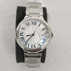 Men's 42mm Watch White Dial Non-Luminous Solid Back Mineral Glass 8215