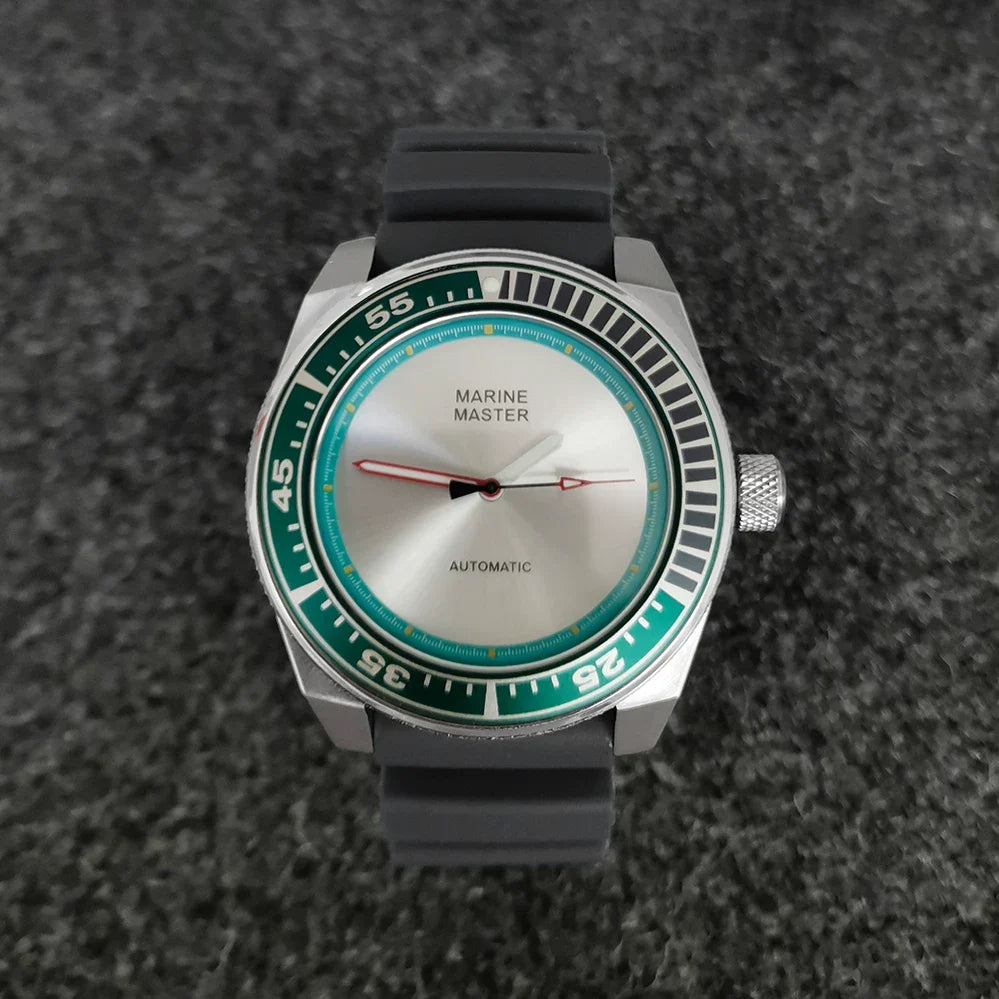 Men's Mechanical Watch 43mm Stainless Steel Case Rubber Strap
