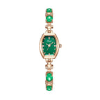 GESMART Women's Chalcedony Bracelet Watch Tonneau Shape Green Dial Retro Romantic Ladies Wristwatch