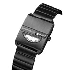 GESMART 2026 New Square Men's Watch No Hands Creative Minimalist Retro Calendar Steel Band Wristwatch