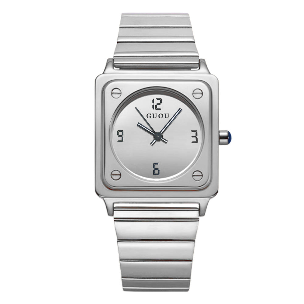 GESMART Autumn New Women's Square Large Dial Steel Band Watch Minimalist Fashion Premium Ladies Wristwatch