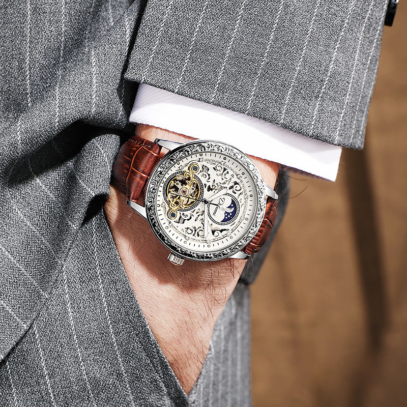 GESMART Men's Tourbillon Automatic Mechanical Watch Water Resistant Luminous