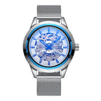 GESMART Men's Automatic Mechanical Watch Mesh Band Luminous Skeleton Exhibition Case Back