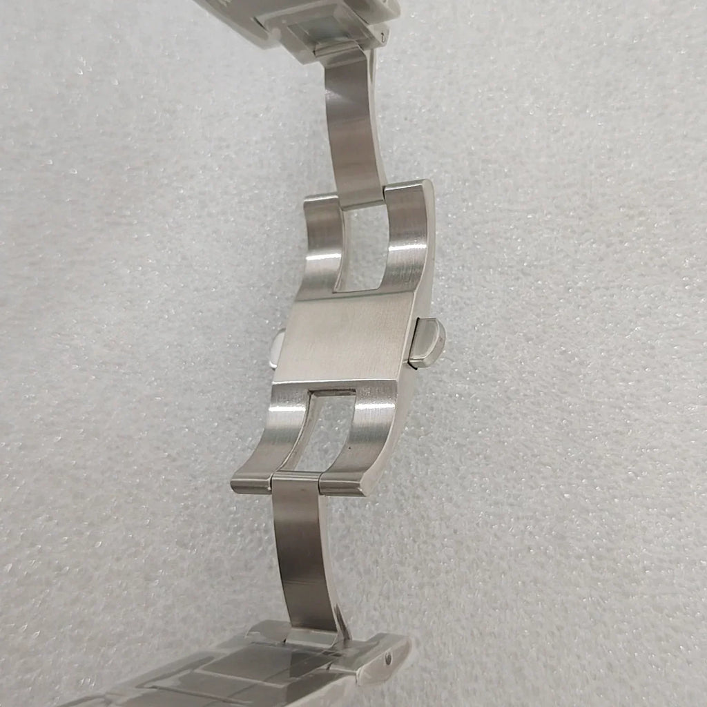 Men's 42mm Watch White Dial Non-Luminous Solid Back Mineral Glass 8215