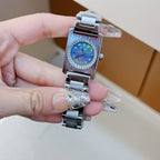 Women's Square-Outside-Round-Inside Steel Rhinestone Watch