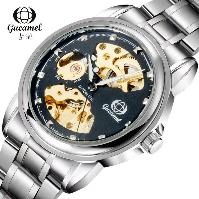 GESMART Men's Korean Style Double Sided Skeleton Automatic Mechanical Watch Business Fashion