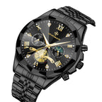 GESMART Men's Diamond Facet Design Quartz Watch Multifunction Luminous Water Resistant Student
