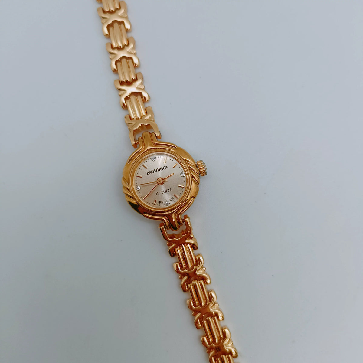 Baoshihua Ladies Manual Wind Mechanical Gold Watch Vintage 90s NOS