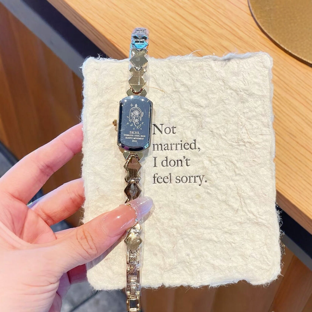 Women's Olive-Green Zircon Vintage Bracelet Quartz Watch