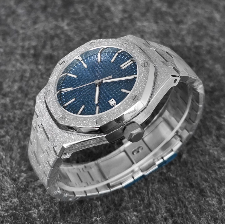 No Logo Men's Octagonal Starry Sand Automatic Watch Steel Butterfly Clasp NH35
