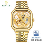 GESMART Men's Square Automatic Mechanical Skeleton Watch Luminous High Grade Trendy