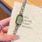 Women's Olive-Green Zircon Vintage Bracelet Quartz Watch