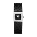 Women's Minimalist Small Square Leather-Strap Commuter Quartz Watch