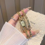 Women's Vintage Crescent-Shaped Rhinestone Gold Quartz Watch