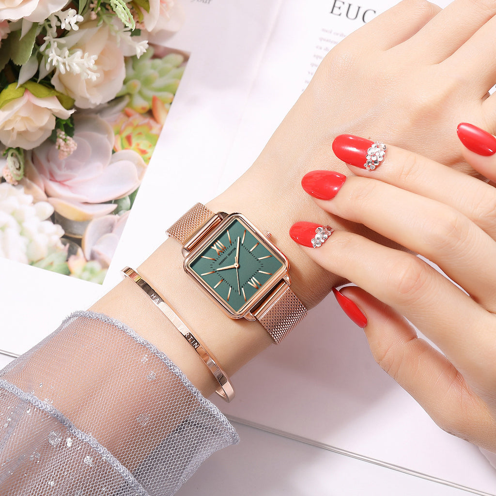 GESMART Women's Square Quartz Watch Japanese Movement Korean Fashion Casual Student Ladies Wristwatch