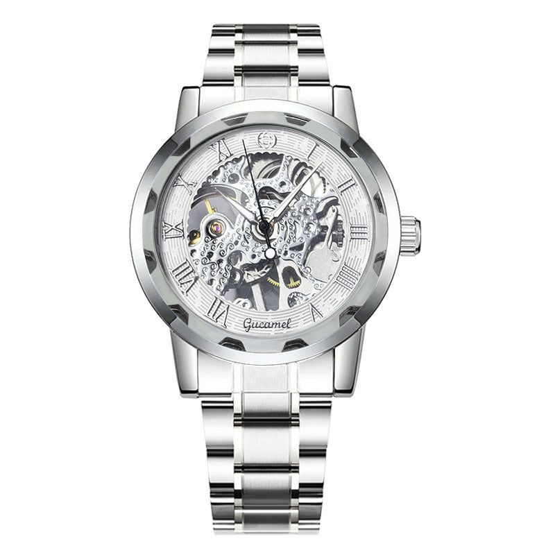 GESMART Men's Hand Winding Mechanical Skeleton Watch Exhibition Case Back Fashion