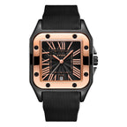 Women's Minimalist Roman Numeral Calendar Square Silicone-Strap Quartz Watch