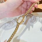 Women's Vintage Mother-of-Pearl Rhinestone Gold Bracelet Quartz Watch