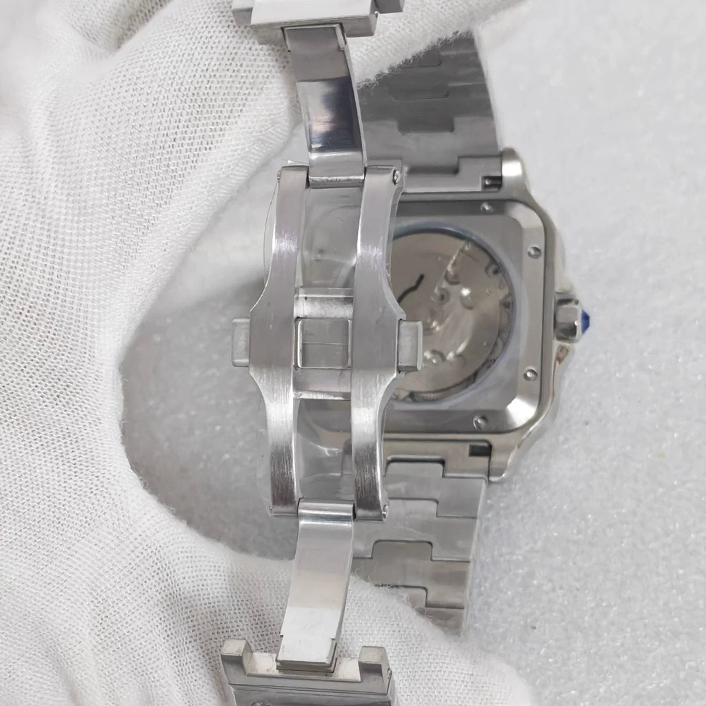 Men's 38mm Square Watch 316L Case Exhibition Back Mineral Glass 2813 Movement