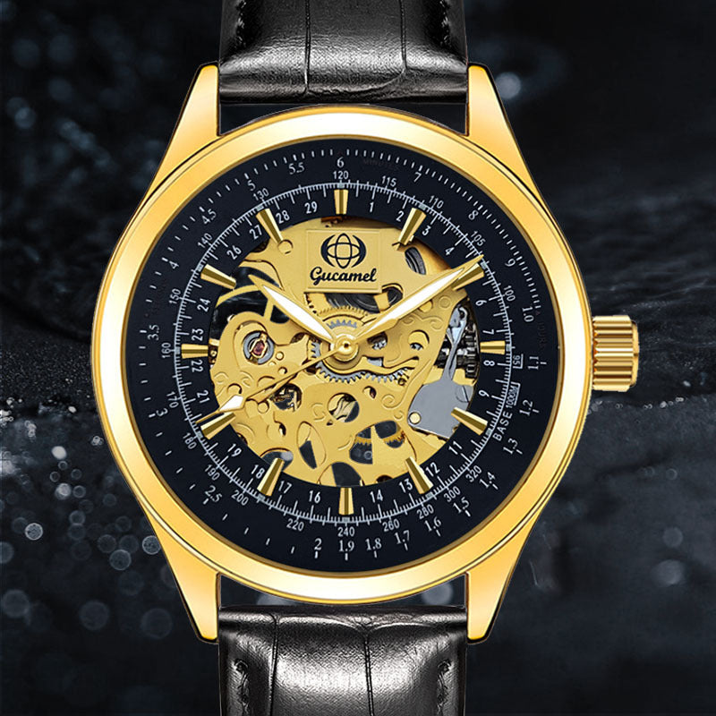 GESMART Men's Hand Winding Skeleton Mechanical Watch Casual Fashion Wristwatch
