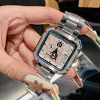Unisex Couple Square Dial Watch with Steel Bracelet