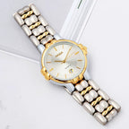 HAIDA Men's Quartz Watch Roman Numerals Yellow White Dial Steel Business NOS