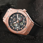 GESMART Men's 2023 New Skeleton Automatic Mechanical Watch Silicone Band Business Trendy