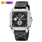 GESMART Men's Square Quartz Watch Independent Second Hand Leather Band Luminous Water Resistant Fashion