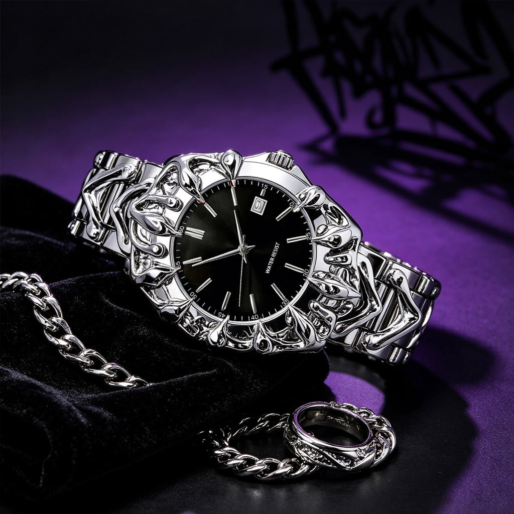 Men's Y2K Relief Claw-Shaped Waterproof Quartz Watch
