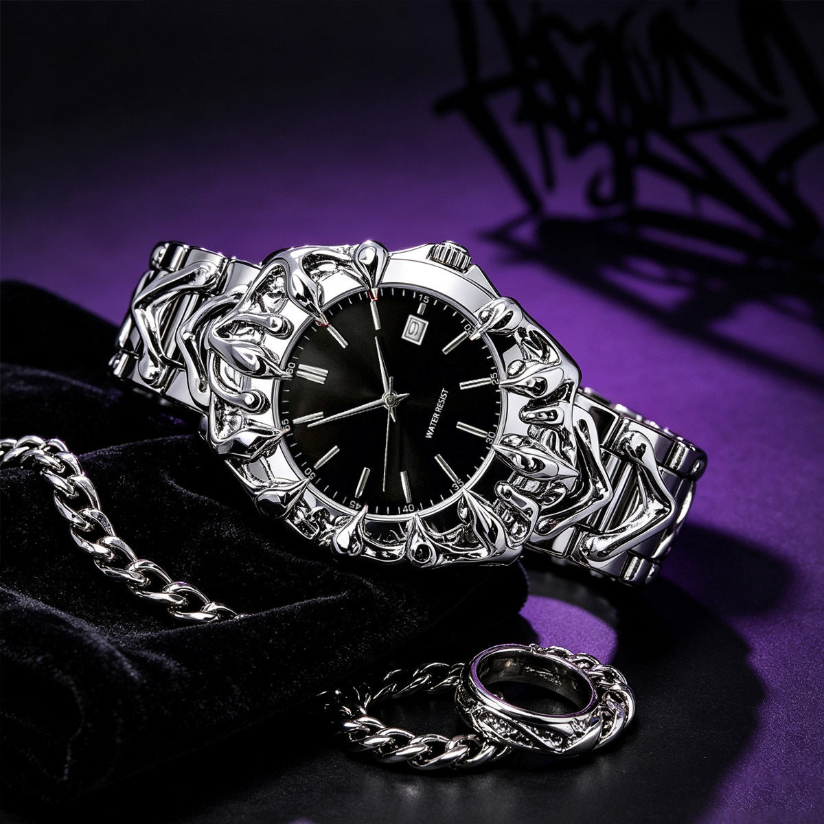 Men's Y2K Relief Claw-Shaped Waterproof Quartz Watch