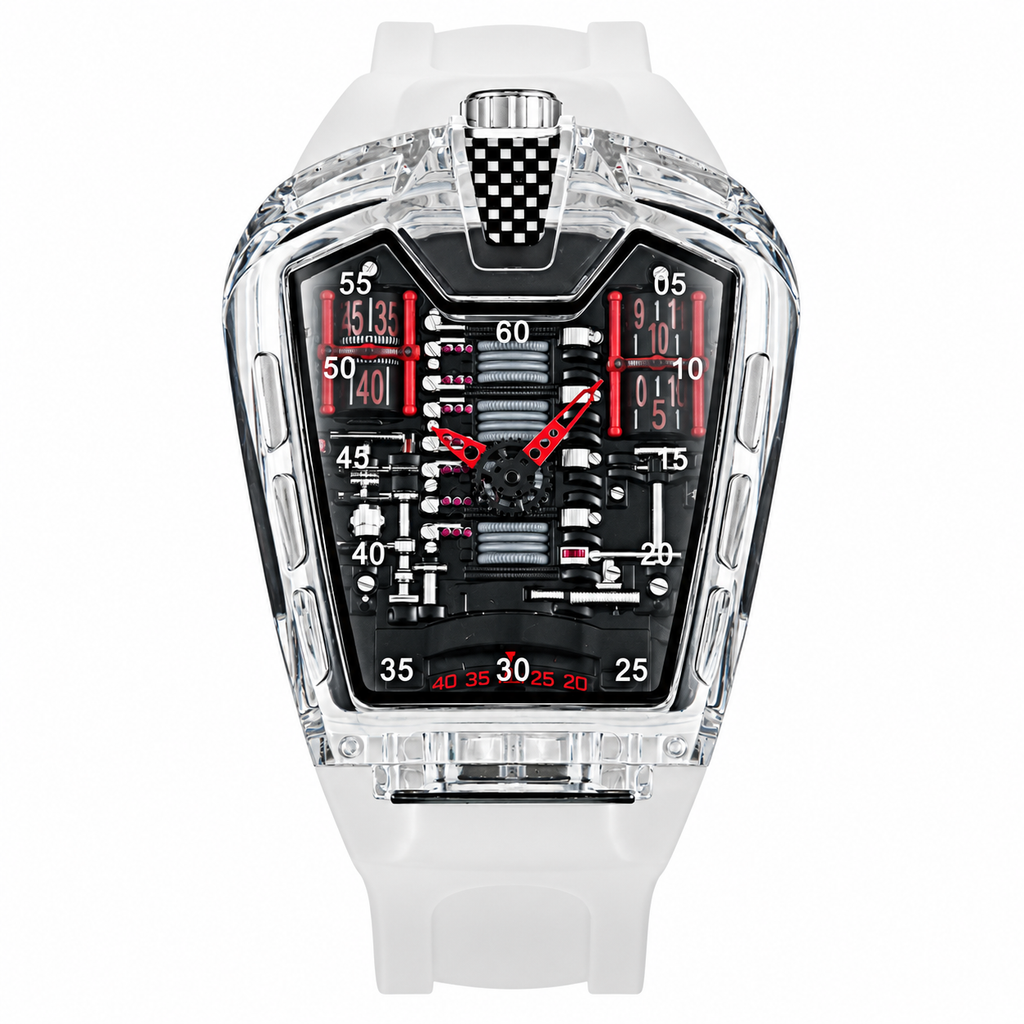 Men's Transparent-Case Silicone Quartz Watch
