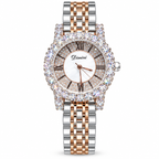 Women's Tweed-Style Rhinestone Steel-Band Quartz Watch