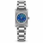 Women's Square Case Round-Dial Rhinestone Quartz Watch
