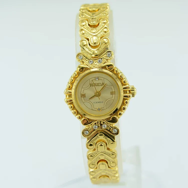 HAIDA Ladies Manual Wind Mechanical Watch 17 Jewels Gold-Plated NOS