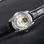 HAIDA Men's Automatic Skeleton Mechanical Watch Exhibition Back Silver NOS