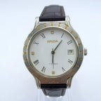 HAIDA Men's Manual Wind Mechanical Watch Leather Strap Simple Classic NOS