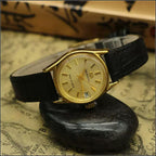 Sea Gull Ladies Mechanical Watch Titanium Date Leather Strap Vintage NOS