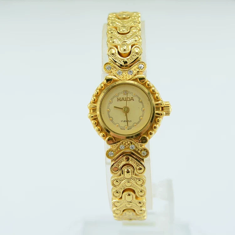 HAIDA Ladies Manual Wind Mechanical Watch 17 Jewels Gold-Plated NOS