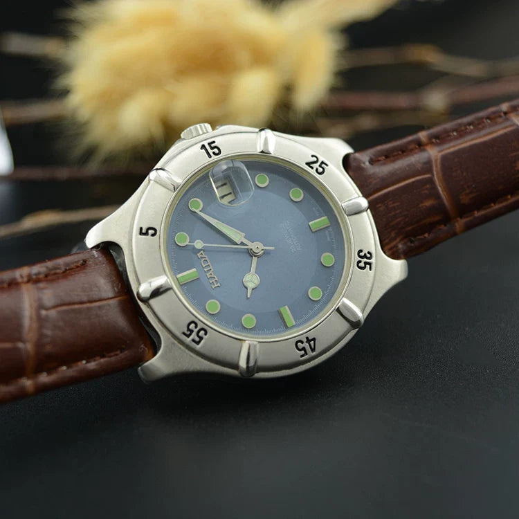 HAIDA Men's Automatic Mechanical Watch Blue Grey Dial Numeral Sports NOS