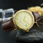 HAIDA Men's Automatic Mechanical Watch Two-Tone Genuine Leather Strap NOS
