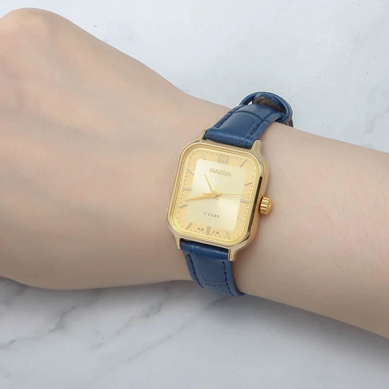 HAIDA Ladies Manual Wind Mechanical Gold Rectangular Watch Classic Vintage