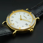 HAIDA Men's Automatic Mechanical Watch Two-Tone Genuine Leather Strap NOS