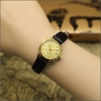 Sea Gull Ladies Mechanical Watch Titanium Date Leather Strap Vintage NOS